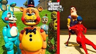 A NEIGHBOR Stolen by LADY BAG AND CHIKA FREDDY AND SHOCK ANIMATRONICS - FNAF Animation GTA 5 MODS