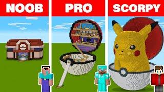 Minecraft NOOB vs PRO vs SCORPY: POKEMON HOUSE BUILD CHALLENGE - Animation