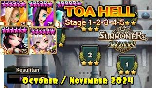 TOA HELL STAGE 1 2 3 4 5 ⭐3 - SUMMONERS WAR OCTOBER/NOVEMBER 2024