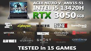 NEW ACER NITRO V- i5 13420H + RTX 3050 6GB Gaming Benchmark Test | Tested in 15 Games | RTX 3050 |