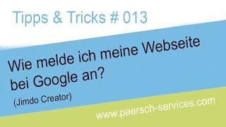 Jimdo Creator: wie melde ich meine Website bei Google an?