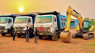 New Volvo JCB Excavator Machine Loading Mud in 4 New  TATA  2018  Track in India ||