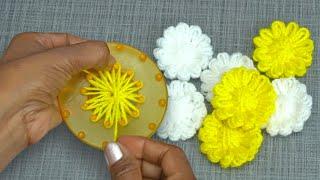 How to make woolen flowers without crochet #Woolen Flowers #Step by step easy tutorial video