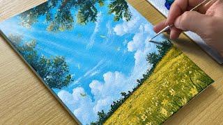 Easy Acrylic Painting for Beginners - Peaceful Landscape Tutorial