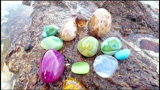 Emerald Beach. There are a lot of agate balls and crystal balls on the beach, and even emerald