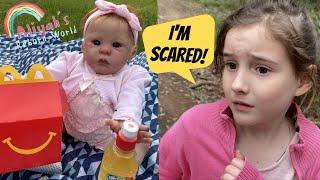 Reborn Toddler Natalie tries McDonald's for the First Time Plus a Scary Bush Walk!