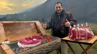 I Cooked Tender and Juicy Steaks on a Crafted Wooden Grill!🪵