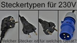 Steckertypen für 230V - Welcher Stecker ist für welches Gerät? - (Schuko, Euro, Kontur, CEE)