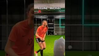 Celine vs Michael football game challenge thung nai #football #soccer #soule #leetaeseung #liev