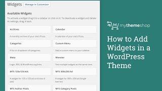 How to Add Widgets in a WordPress Theme HD