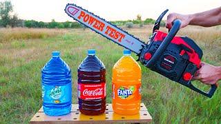 EXPERIMENT: Chainsaw vs Cola, Fanta, Mirinda