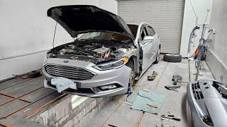 Ford Fusion Hybrid. Замена переднего крыла. Регулировка дверей, крышки багажника.