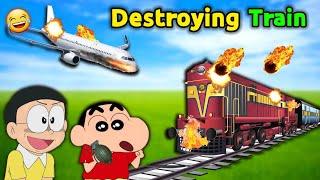 Shinchan And Nobita Destroying Train  ||  Funny Game Teardown