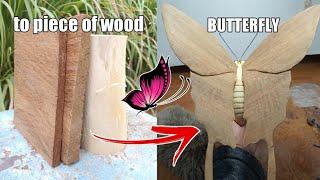 CARVING A BUTTERFLY ON A PIECE OF WOOD ( PART 1 )