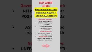 India Tops World Population: UN Report 2025#IndiaPopulation #UNFPA2025#UPSC2025 #CurrentAffairsToday