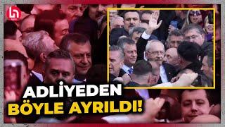 Kemal Kılıçdaroğlu adliyede tarihi anlar yaşattı! Elini kaldırarak çıkması dikkat çekti!