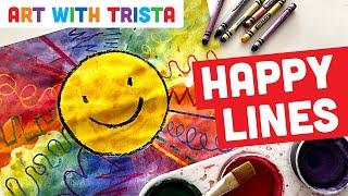 Happy Kindergarten Line Painting Art Tutorial - Art With Trista