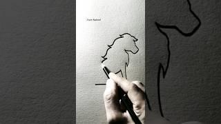 How to Draw a Lion from One line Art #aram_nabeel #shorts