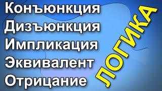 Конъюнкция, дизъюнкция, импликация, эквиваленция, отрицание. На примерах из жизни. Логика.