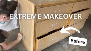 JAW DROPPING Furniture Makeover// MCM Dresser Flip// Love NEW tools!!