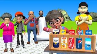 Scary Teacher 3D vs Squid Game Choose correct favorite soft Drink flavor 5 times Challenge