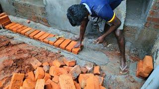 Stairs Construction_House Front Side Design Brick Stairs Build with Cement Mixing|One Steps Build