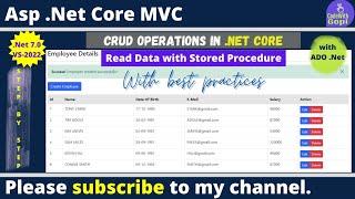 CRUD Operations Using ASP.NET Core And ADO.NET | With SQL Stored Procedures | .Net 7.0