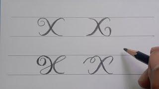 Calligraphy Handwriting Letter X in Cursive Design / How To Write Stylish Alphabet For Beginners