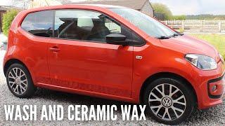 CAR WASH AND CERAMIC WAX | Cleaning this Volkswagen Up!