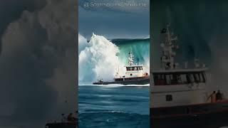 Boat Navigates Toward a Massive Wave! #wave #boat #ocean