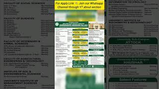 Pir Mehr Ali Shah Arid Agriculture University Rawalpindi-Undergraduate Programs Admissions Fall 2025