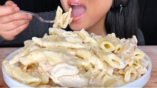 ** ASMR CREAMY CHICKEN ALFREDO PASTA ** (Sticky Eating Sounds) | Lip Smacking No Talking ASMR Phan