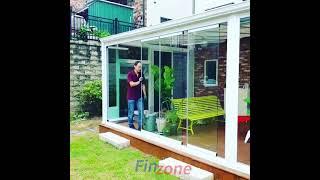 Fz30 frameless folding glass door balcony glazing system glass curtain panoramic glass wall case-520