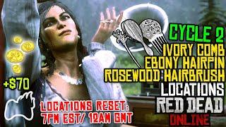 RED DEAD ONLINE Ebony Hairpin, Ivory Comb & Rosewood Hairbrush Heirlooms CYCLE 2 Locations