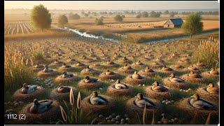 1,000 laying ducks are incubating eggs in the field