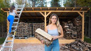 Building A Woodshed From Milled Wood & Storing Years of Firewood!