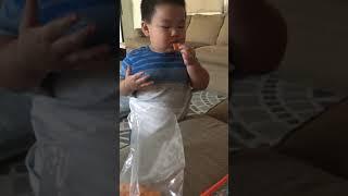Luke eats cheez-its