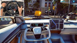 I bought a Tesla - Taxi Life: A city driving simulator gameplay - Part 2 | Logitech G29