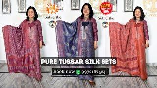 17dec India1001 Pure Tussar silk sets.. WA 9972167424 #silksuit #tussar