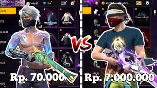 REVIEW AKUN FF Rp 70.000 VS Rp 7.000.000 ‼️KIRA KIRA AKU RUGI APA UNTUNG NIH GUYS ⁉️⁉️