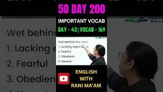 Rani Ma'am's 50-Day 200 Vocab Challenge Begins!  | Day - 43 | Vocab - 169 |  #vocabulary