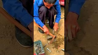 Old Craftsman Forging a Long-Handled Sickle  | Grinder + Hammer Precision Skills! #shorts