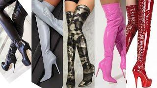 Italy style thigh high heel boots #americanLeather boots #leatherthighheelsboots for girls 2021