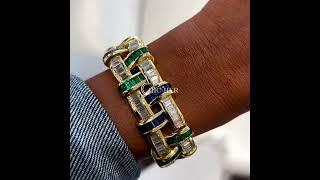Art Deco Emerald Cut Multi-color Gemstone Bracelet