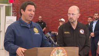 Gov. Ron DeSantis speaks as rescue flight arrives in Tampa, carrying Americans from Israel