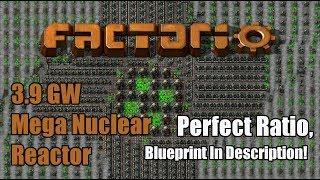 Factorio .16 Compatible Mega Nuclear Reactor.  3.9 GW Sustained!  Symmetrical and Perfect Ratio