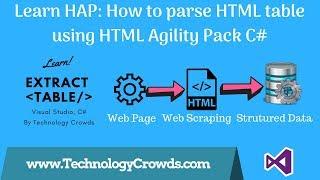 Learn HAP: How to parse HTML table using HTML Agility Pack C# | Webscraping | Data Extraction