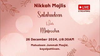 Live Nikkah Majlis Salahudeen weds Mafrooha