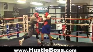 J'Leon Love (14-0, 8 KO's) sparring Semen Uporov (11-1, 5 KO's) at the Mayweather Boxing Club