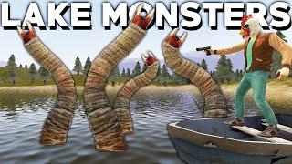 BOATS VS LAKE MONSTERS (Gmod Sandbox) Scary Lake Survival